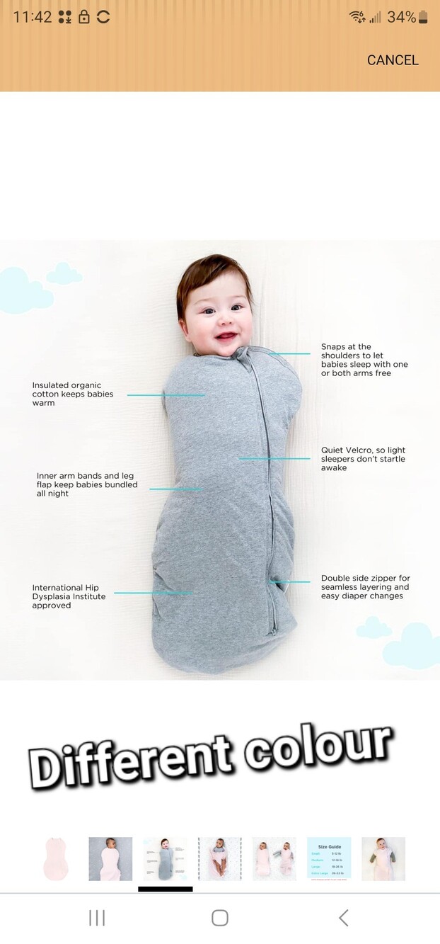 Happiest Baby Sleepea 5-Second Swaddle Organic Cotton 4-6 Months